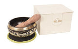 Golden & Black Dharma Carved Singing Bowl.