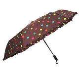 Umbrella with Automatic open/close. With polka dots & frills. BRN Bermoni