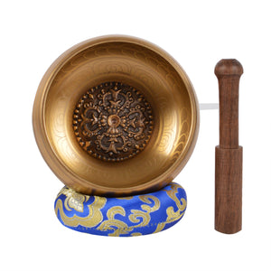 Singing Bowl With Special Etching & Ethnic Case.