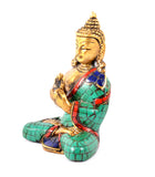 Turquoise Coral  Sitting Budhha Statue (TH-STBUD-1058-GRN)