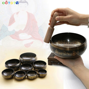 Exquisite 8cm Handmade Tibetan Bell Metal Singing Bowl with Striker for Buddhism Buddhist Meditation Healing Relaxation