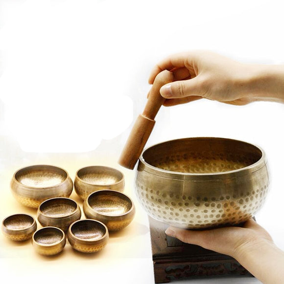 Tibetan Meditation Handmade Singing Bowl Tibetan Buddhist Brass Singing Bowl Sounds Bell For Yoga Healing Spiritual Gifts GU26